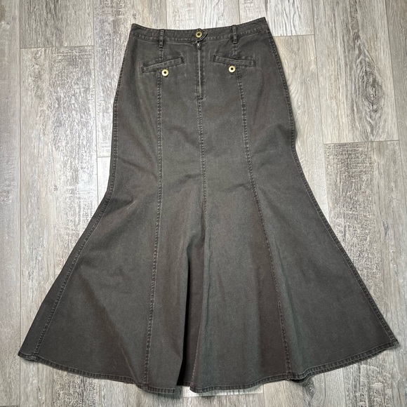 Peruvian Connection Women Size 4 Maxi Skirt A Line Pockets Gray/ Black - Picture 2 of 9